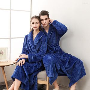 Men's Sleepwear XXXL Winter Flannel Robes Men Long Dressing Gown Women's Sleep Loung Solid Thick Waffle Coral Fleece Bath Robe Couples