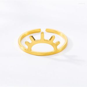 Cluster Rings Golden Sunshine Design Men or Women Ring Fashion Finger Jewelry Gift