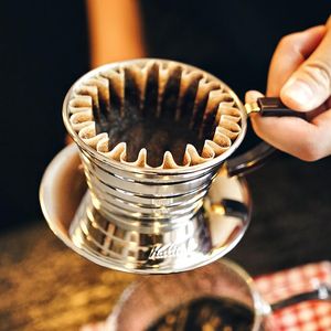 ツールステンレススチールケーキシェイプフィルターカップハンドパンチ再利用可能なコーヒーパウダーホルダードリップタイプのコーヒーアプライアンス