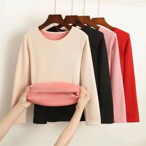 Suéteres femininos Mulheres Cashmere Sweater 2023 Inverno Engrossar Quente O-pescoço Térmico Jumper Casual Pulôveres Sólidos Fleece Tops Básico Bottoming