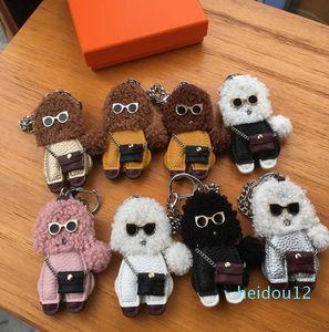 Koreansk version av den kreativa söta lilla teddyväskan hängande ornament bilnyckelring handgjorda fyllda hundälskare gåvor