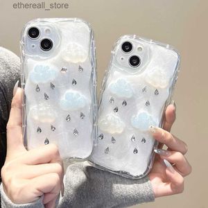 Cell Phone Cases Cute s Rain Soft TPU Cases For Iphone 15 14 Plus 13 Pro Max 12 11 XR X XS MAX Fashion Shell Wave Side Lovely Shockproof Mobile Phone Cover Skin Q231130