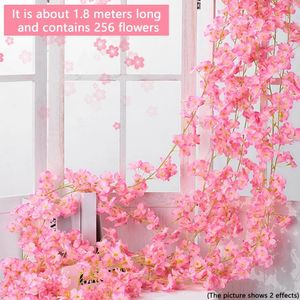 Dried Flowers 18m Artificial Sakura Vine Wedding Outdoor Garden Rose Arch Home Decor Christmas Silk Scrapbook Background Wall Plants 231130