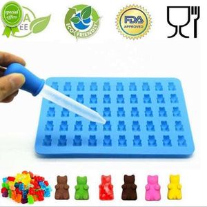 New Silicone Forms Silicone Mold Gummy Bear Shape Bear Mould Jelly Bear Cake Candy Trays With Dropper Rubber Chocolate Maker