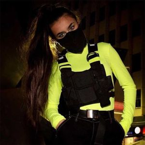 Streetwear saco unisex preto funcional peito s militar ajustável colete hip-hop mulher moda cintura packs hw714 211026258s