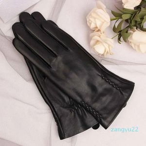 Five Fingers Gloves Mittens Women's Women Touch Screen Real Sheepskin Leather Winter