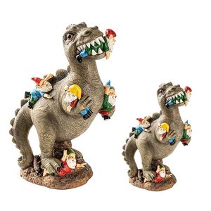 Decorative Objects Figurines Resin Dinosaur Statues Outdoor Decor Eating Gnomes Garden Ornaments Handicraft Flower Pot Accessories 231130