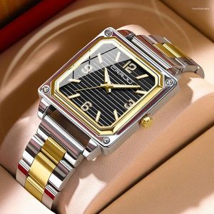 腕時計Crrju Steel Band Premium Men's石英腕時計シンプルな防水ファッションビジネスブロックウォッチメン