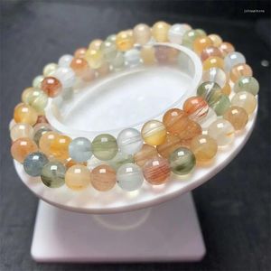 Braccialetti a maglie Capelli colorati naturali Quarzo Bracciale a triplo cerchio Braccialetti da donna con pietre preziose curative Braccialetti con filo di cristallo Regalo per gli amanti