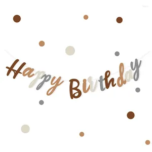 Decorazione per feste INS Bambini Primo anno Marrone Buon compleanno Ghirlanda Caffè Lettere Banner Baby Shower Orso Bandiera Fondali