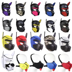 Cockrings 20 Styles Neopren Puppy Oyun Köpek Kaput Maskesi BDSM Bondage Slave Pet Rolplay Party Pup Mask Çıkarılabilir Namlu Çift Flört Seks Oyuncak 231130