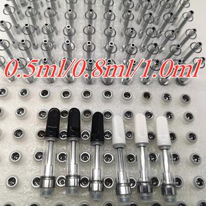 0.5ml 0.8ml 1ml vape kartuşlar e-sigara boş 4pcs Kalın yağ atomizörleri için yağ delikleri uç seramik bobin 510 iplik atomizer cam tank oem köpük ambalaj