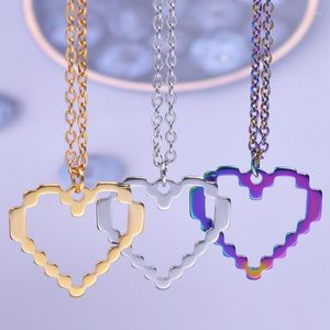 Anhänger Halsketten Trendy Hohl Mosaik Liebe Pfirsich Herz Für Frauen Straße Hip Hop Männer Collier Party Geschenk Schmuckherstellung Masse