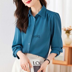 قمصان بلوزات النساء الكلاسيكية البسيطة سيدة طويلة الأكمام على الموضة نساء 2023 الخريف Femme Tops Basic Cloesyolq