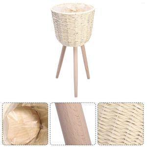 Decorative Flowers 1pc Flower Pot Natural Indoor Planter Straw Display Rack