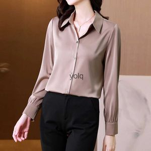 Women's Blouses Shirts Solid Woman Lady Style Formal Vintage Long Sleeve Basic Female Topsyolq