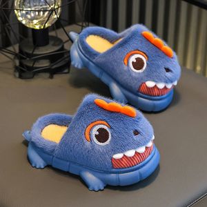 Slipper 2023 Cute Cartoon Dinosaur Children Plush Slippers Soft Sole Non slip Winter Warm Baby Boys Girls Indoor Home Cotton Shoes 231129