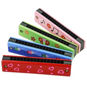 16 buracos instrumentos musicais de gaita de gaita de bebê montessori brinquedos educacionais cartoon padrão crianças instrumentos de vento crianças presentes infantil s2078