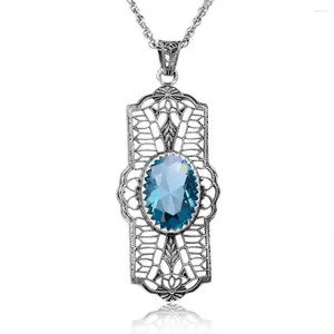 Dangle Earrings Aquamarine Pendant Gemstone Fashion Real 925 Sterling Silver Jewelry Neo-Gothic Statement Necklaces Pendants For