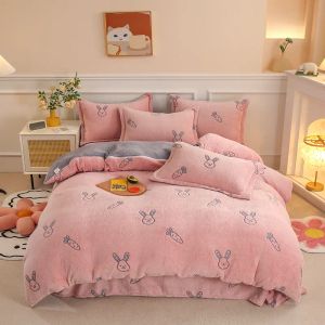 Bedding sets Flannel Coral Fleece Winter Thick Duvet Cover Warm Single Double Queen King Size Quilt cover Double Sided Velvet Bedding Set 230511