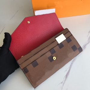 Projektant mody swobodny portfele luksusowe damskie krótkie torebki wytłaczane litery kwiatowe uchwyty karty kredytowej panie w kratę torby sprzęgła z oryginalnym pudełkiem wysokiej jakości