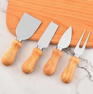 4Pcs/Set Stainless Steel Cheese Knives With Round Handle Cheese Cutter Cheese Board Butter Spatula Kitchen Cheese Tools