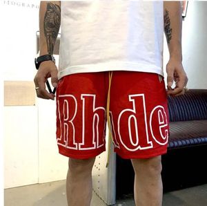 Rhude Shorts Projektanci Męskie Koszykówka Krótkie spodnie 2021 LUMURYS Summer Beach Palm Letter Mesh Street Fashion Mase Spants