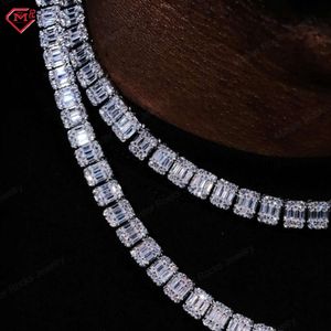 Master Rocks 8mm Sterling Sier Iced Out Square Baguette VVS Moissanite Tennis Chain