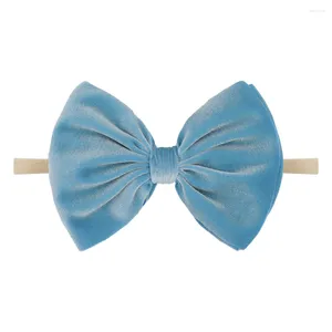 Hair Accessories Fashion 4.5" Korea Velvet Tied Bow Baby Nylon Headband Exquisite For Girl Bands Wholesale Headwear