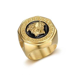 Varumärkesdesigner Rings Medusa Fan Family / F Family French Diamond Titanium Steel Ring for Men and Women Gift QQ