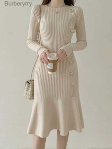 Grundläggande casual klänningar höst varm koreansk mode kvinna eleganta kläder stickade vintage klänningar tröja klänning femme vinter vestido feminino thipphenl231130