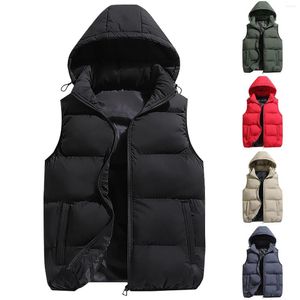 Herren Trenchcoats Winter Ärmellose Jacke Herren Lässige Daunenweste Warme dicke Kapuze Herren Baumwolle Pad Herrenmantel