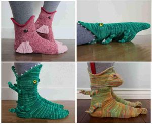 Party Supplies Skarpetki świąteczne Shark Chameleon Krocodile Knit Socks Cute Unisex Winter Floor Growen Sock Sock Nowy rok Prezenty Cy4142197