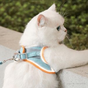 Cat Collars & Leads Pet Traction Rope Vest-style Chest Harness For Outing Special Anti-strike Chain Accessories