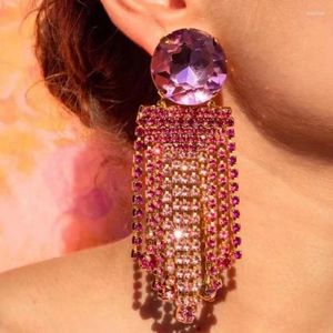 Dangle Earrings Trend Rhinestone Long Tassel Women's Dinner Wedding Accessories Fashion Statement Luxury Jewelry