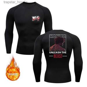 Herrens termiska underkläder Anime Baki Compression Shirt Män kvinnor Baki Hanma Thermal Underwear Tights Gym Running Skidåkning Skidträning Långt SLE -tee L231130