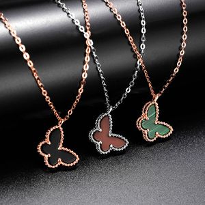Women Style Agate Shell Butterfly Pendant Necklace Jewelry for Gift