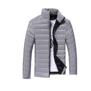 Mens Down Parkas Spring Autumn Jackets Thin Slim Fit Coats Cotton Padded Solid Color Long Sleeped Jacket Ytterkläder Drop Leverans Appar Dhjpx