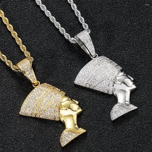 Hänghalsband Vintage Ancient Egypt Farao Hip Hop Gilded Iced Out Cubic Zircon Necklace 24 '' Chain Trendy Charms bling smycken