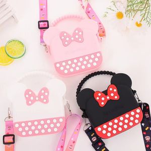 Tecknad silikonväska messenger väska kawaii mus huvud bowknot djur huvud flickor handväska barn gåva