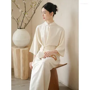 Vestidos casuais 2023 outono gota de água gola cintura capa estilo chinês senhoras vestido design sentido melhorado cheongsam mulher