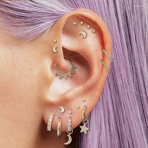 Hoop Earrings 1pc Orbital Piercing For Women Dainty Tiny Stars Moon Zircon Gold Color Ear Septum Lobe Tragus Body Jewelry