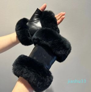 Klasyczne rękawiczki owczesko -skóry designerskie skórzane rękawiczki dotykowe miękkie ciepłe rękawiczki bez palców