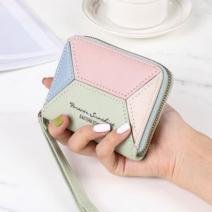 Wallets Geometric Women Cute Pink Pocket Purse Card Holder Patchwork Wallet Lady Female Fashion Short Coin Money Bag