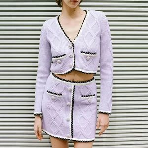 Zweiteiliges Kleid VII Brand SP Autumn Womens Vneck Collision gestricktes kurzes Pullover-Set 2-teilig Kostenlose Lieferung Rabatt 231129