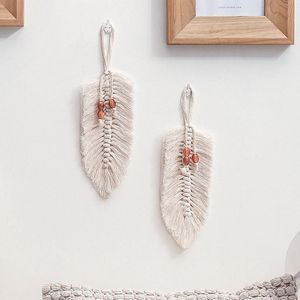 Dekoratif Figürinler Nesneler Nordic Style El Dokunur Yapraklar ŞEKİL MACRAME GARİKRİSİ DOKAK Pamuk Halat Kolye Duvar Duvar Asma Oturma Odası