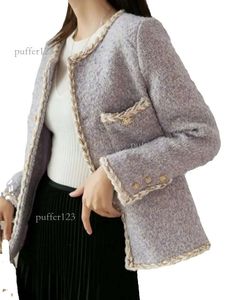 Jacka hösten vinterrock avslappnad stil grov tweed jacka koreansk mode elegant långärmad kvinnor jacka