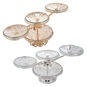 Organisation European Round Fruit Bowl Tempered Glass Multilayer Storage Display Cupcakes Snacks Candies Tray Plate Home Ornaments