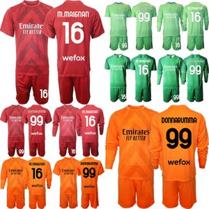 Clube Equipe Goleiro Futebol GK Manga Longa 16 Mike Maignan Jersey Set 25 Reina 1 Sebastiano Rossi Marco Sportiello Donnarumma Camisa de Futebol Kits Homens ACMiLan