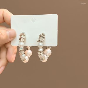 Brincos de Moda Moda A agulha de prata em forma de Pearl Metal Irregular para Mulheres Meninas Personalidade Presentes Geométricos Elegantes